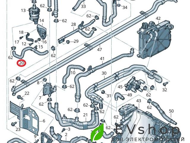 Патрубок системы охлаждения (Audi E-Tron) Audi e-tron 1 поколение 2019, электро, 4KE145053AE - фото №1