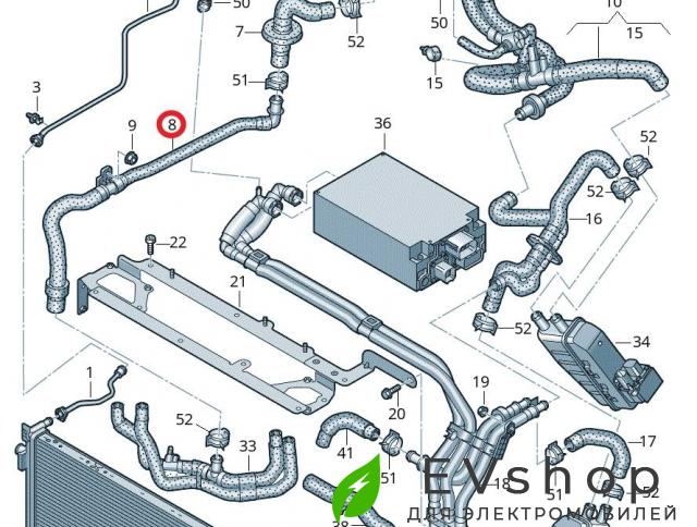 Патрубок системы охлаждения (Audi E-Tron) Audi e-tron 1 поколение 2019, электро, 4KL145932E - фото №1