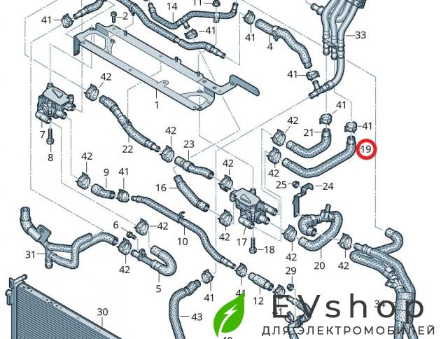Патрубок системы охлаждения (Audi E-Tron) Audi e-tron 1 поколение 2019, электро, 4KE121611L - фото №1