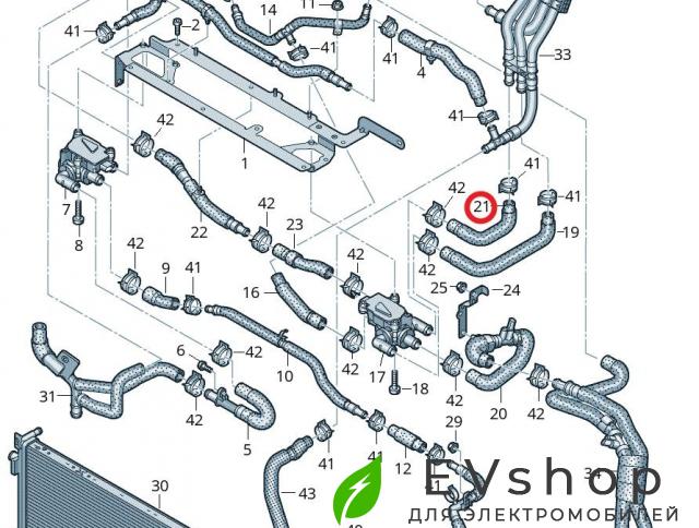 Патрубок системы охлаждения (Audi E-Tron) Audi e-tron 1 поколение 2019, электро, 4KE121550F - фото №1