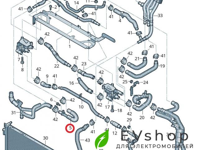 Патрубок системы охлаждения (Audi E-Tron) Audi e-tron 1 поколение 2019, электро, 4KE145947M, 4KE121089CT - фото №1