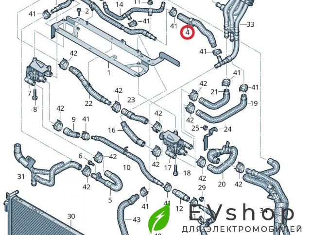 Патрубок системы охлаждения (Audi E-Tron) Audi e-tron 1 поколение 2019, электро, 4KE819460C - фото №1