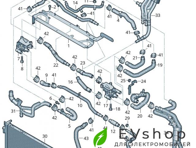 Патрубок системы охлаждения (Audi E-Tron) Audi e-tron 1 поколение 2019, электро, 4KE122480AE, 4KE122157H - фото №1