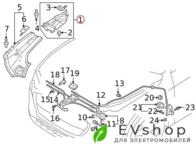 подкапотный пластик Audi e-tron 1 поколение 2019, электро, 4KE821942, 4KE821943, 4KE821170 - фото №1