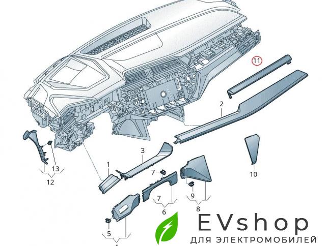 Декоративная накладка центральной панели (Торпедо) Audi e-tron 1 поколение 2019, электро, 4KL.857.186 - фото №1