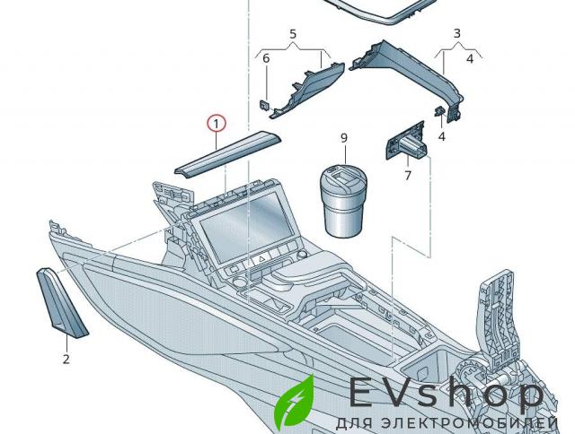 Декоративная накладка центральной панели (Торпедо) Audi e-tron 1 поколение 2019, электро, 4KL.863.289 - фото №1
