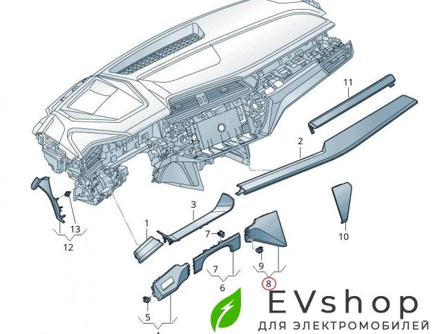 Декоративная накладка центральной панели (Торпедо) Audi e-tron 1 поколение 2019, электро, 4KL857967 - фото №1