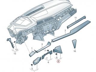Декоративная накладка центральной панели (Торпедо) Audi e-tron 1 поколение 2019, электро, 4KL857967