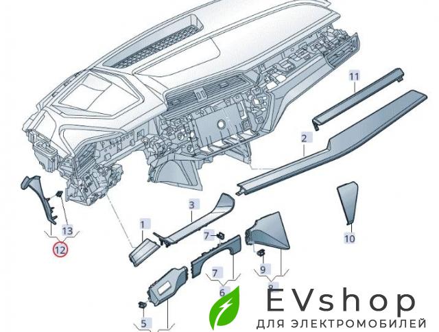 Накладка боковая торпеды Audi e-tron 1 поколение 2019, электро, 4KL858341 - фото №1