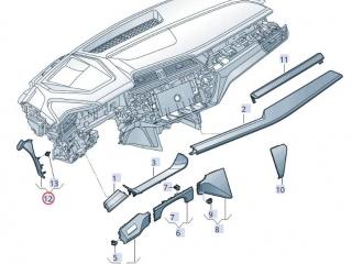 Накладка боковая торпеды Audi e-tron 1 поколение 2019, электро, 4KL858341
