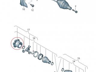 ШРУС внутренний Audi e-tron 1 поколение 2019, электро, 4KE407271, 4KE498201, 4KE498103