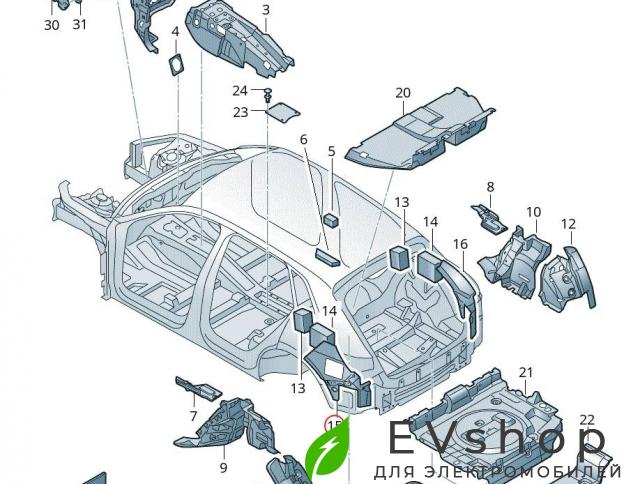 шумоизоляция (термозащита) Audi e-tron 1 поколение 2019, электро, 4KE864799 - фото №1