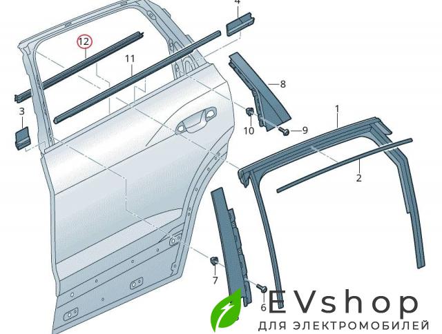Уплотнитель стекла внутренний двери Audi e-tron 1 поколение 2019, электро, 4KE.839.480 - фото №1