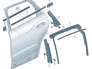 Уплотнитель стекла внутренний двери Audi e-tron 1 поколение 2019, электро, 4KE.839.480