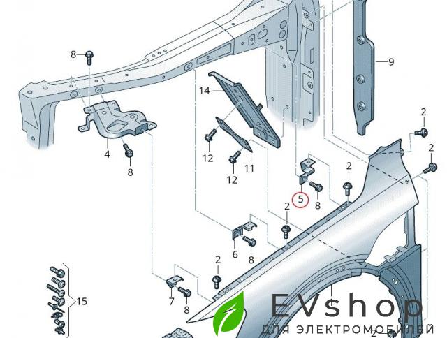 крепление ( кронштейн ) крыла Audi e-tron 1 поколение 2019, электро, 4KE821471 - фото №1