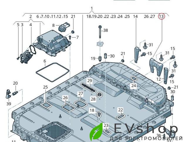 Кронштейн крепления батареи Audi e-tron 1 поколение 2019, электро, 4KE802147 - фото №1