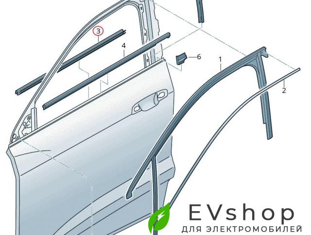 Уплотнитель стекла внутренний двери Audi e-tron 1 поколение 2019, электро, 4KE.837.480 - фото №1