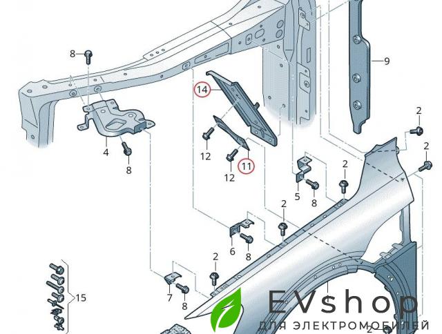 крепление ( кронштейн ) крыла Audi e-tron 1 поколение 2019, электро, 4KE.821.163, 4KE810055A - фото №1
