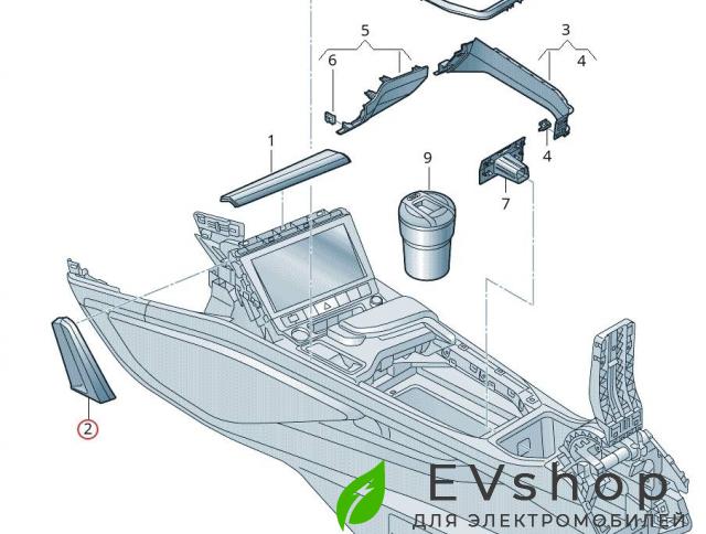 Декоративная накладка центральной панели (Торпедо) Audi e-tron 1 поколение 2019, электро - фото №1